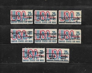 US Precancels: verschiedene Städte/Typen; #C81 21c USA & Jet Airmail; 8 verschiedene - Bild 1 von 1