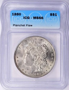 1880 MORGAN DOLLAR ICG MS66 Mint Error... Gorgeous High Grade Coin. - Picture 1 of 2