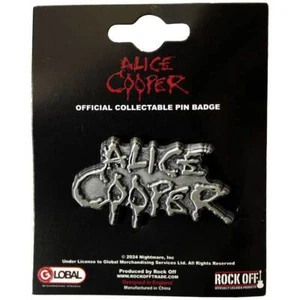 ALICE COOPER - DRIPPING SILVER LOGO - LAPEL/HAT PIN - BRAND NEW - MUSIC ACPIN04 - Picture 1 of 1