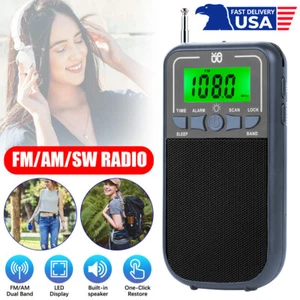 Pocket AM/FM Radio Auto-Search NOAA Emergency Receiver Battery Operated Portable - Picture 1 of 14