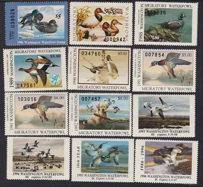 US WA1-WA12 Washington State Duck Stamp Mint OG NH SCV $142.50 - Image 1 of 2
