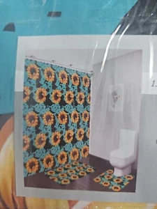 15 PCs Flower Bathroom Rug Set Shower Curtain Bath Mat Set - Picture 1 of 2