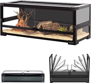 Glass Reptile Tank Front Opening Reptile Terrarium Anti Escape Lid 30 x 12x 12 - Picture 1 of 6