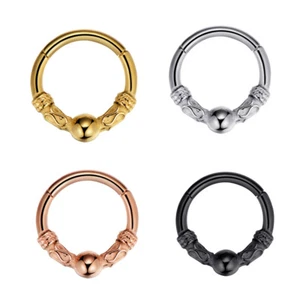 1,2mm Vintage Stil Clicker Segment Ring mit Scharnier Septum Ohr Piercing Gold - Bild 1 von 12