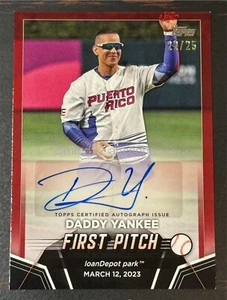 Topps 2024 Daddy Yankee Serie 2 First Pitch AUTO #22/25 Rote Karte FPA-DY - Bild 1 von 2