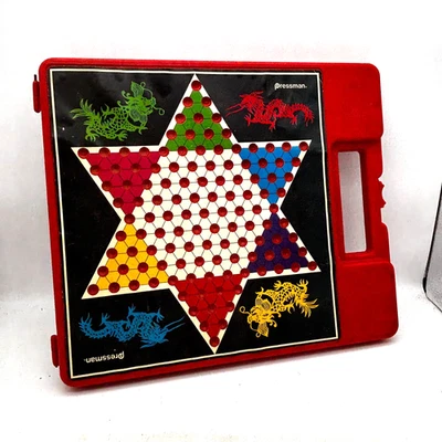Vintage Pressman Chinese Checkers & Checkers Travel Game Set w Marbles & Pieces - Image 1 of 4