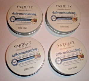 YARDLEY DAILY MOISTURIZING FACE and BODY CREAM 4 TINS 2.53 OZ Each - Picture 1 of 2