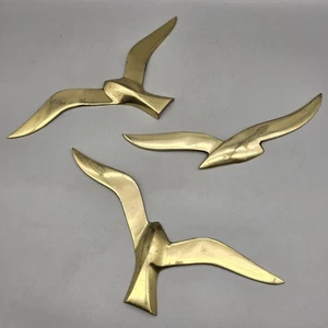 3 colgantes de pared vintage de latón para pájaros en vuelo de los años 70 India 10,5-11,5" - Imagen 1 de 3