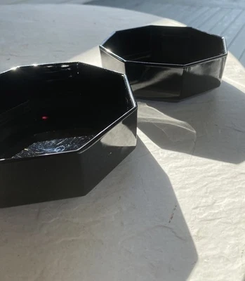 Arcoroc  Black Glass Octagon Bowls France Vintage Set of 2 - Image 1 of 4