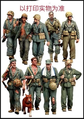 3D-печать 1/72 Вторая мировая война Тихоокеанские войска США 9 человек неокрашенные - Изображение 1 из 4