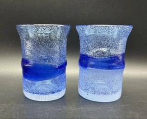 Vintage Okinawa Ryukyu Glass Set of 2 Bubble Glasses Unique Design - Picture 1 of 4
