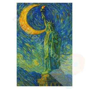 Postal Lady Liberty estilo postimpresionista 4x6 pulgadas hecha por HeatherDawn14 - Imagen 1 de 2