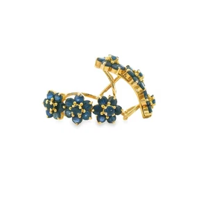 4.60cttw. Blue Sapphire Flower Earrings in 12k Yellow Gold 4.86g. - Picture 1 of 4