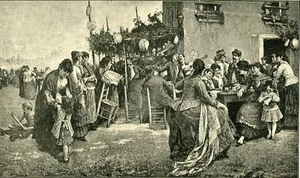 A Venetian Festival 1894 Antique/Vtg Print art street party event celebration - Picture 1 of 4