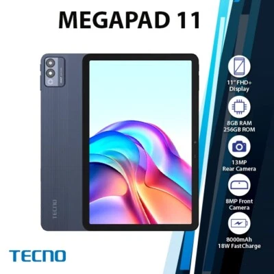 TECNO Megapad 11 Wi-Fi+4G Anrdoid PC Tablet (LTE Ver./Grey/8GB+256GB/Unlocked) - Image 1 of 3
