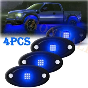 4x Pods LED Rock Lights Underbody Light Blue For Chevrolet Silverado 1500 Pickup - Picture 1 of 11
