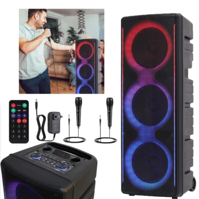 Dreifach 10" Tieftöner Bluetooth Lautsprecher Wiederaufladbar Party Sound FM Karaok DJ AUX TWS - Bild 1 von 4