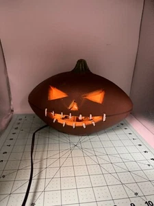 VTG Gemmy Halloween Football Pumpkin Jack-O-Lantern Foam Blow Mold Lights Up - Picture 1 of 18