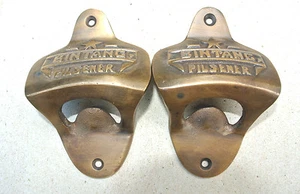 2 BINTANG beer Bottle Opener brass works AGED old finish screws included heavy B - Picture 1 of 3