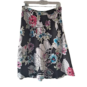 Valerie Stevens 100% Silk Multicolored Floral Lined A-Line Flared Skirt - Size 8 - Picture 1 of 10