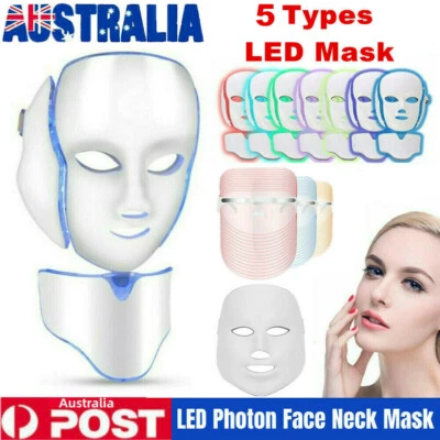 3/7 Color LED Light Facial&Neck Photon Mask Therapy Skin Care Rejuvenation Spa - image 1 of 4