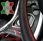 For Porsche Cayenne 03-06 Black Leather Steering Wheel Cover, Red Stit