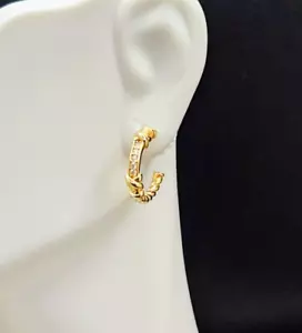 Huggie Hoop Earrings, 18k Gold Plated, 925 Sterling Silver, For Women And Girls - Picture 1 of 5