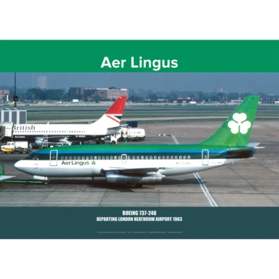 Aer Lingus Boeing 737-248 Art Print - London Heathrow 1983 - Multi Sizes Avail. - Image 1 of 4