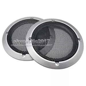 2x 3.5" inch Speaker Grill Cover Metal Mesh Protection Decorative Circle #Silver - Picture 1 of 7