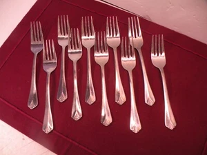 Set Of 10 Farberware BAYPORT Stainless Salad Forks 6 3/8” - Picture 1 of 7