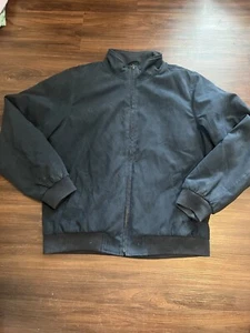 L.L. Bean Men's Navy Plaid Micro Suede Jacket Size M Insulated Zip Out Liner - Picture 1 of 5
