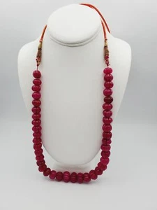 Dyed Ruby Gemstone beaded necklace 40" - Picture 1 of 11