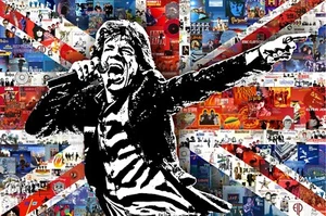 Art Collage Poster Mick Jagger Print Made Out Of UK Rock Music Groups - Picture 1 of 10