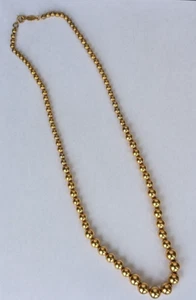 Collar de cuentas bola tono oro Napier cuentas tamaño graduado 24 en firmado vintage - Imagen 1 de 4