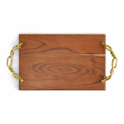 Michael Aram - Tablero de pan de madera dorada para glicinia con asas doradas 18" x 10" 123315 Foto 1 de 3