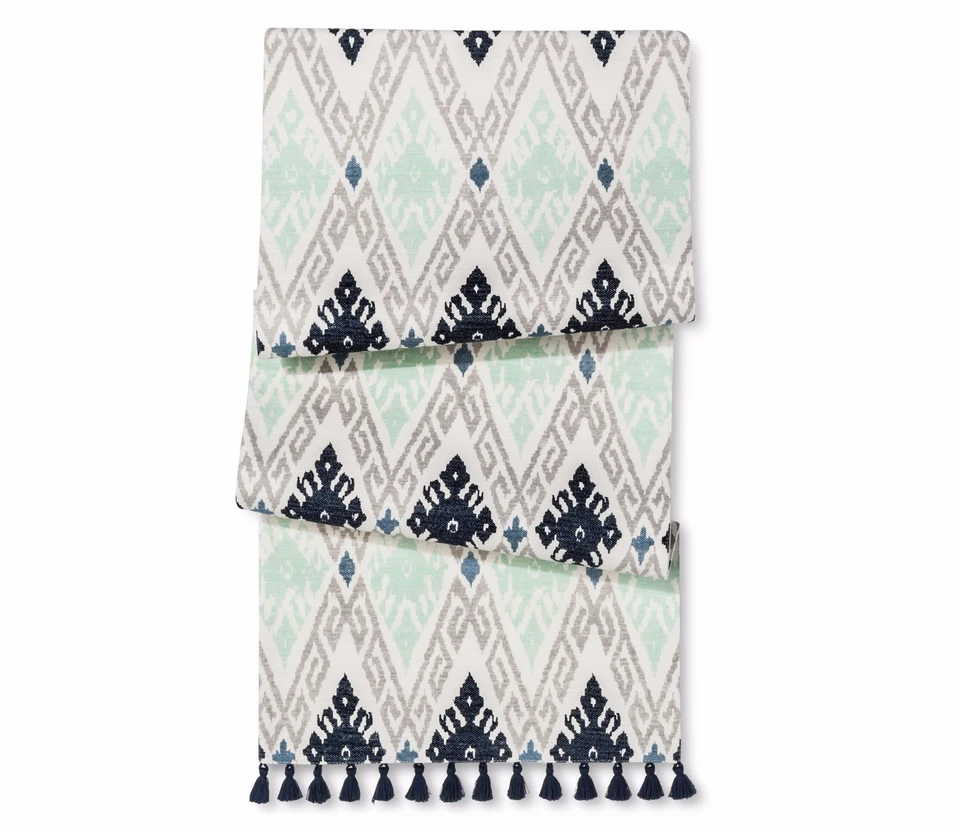 Threshold Aztec Print Cotton Tablecloth Table Runner 14in x 90in  Navy Fringes  - Image 1 of 1