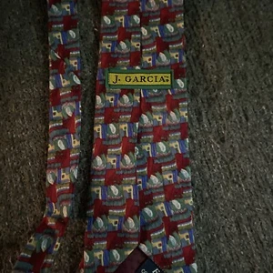 Jerry Garcia Tennis Shoe Escape 100% Silk Tie Necktie Red , Blue, Green Rare One - Picture 1 of 4