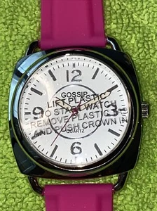 Gossip Silver Tone Watch Pink Silicone Band 6"-7.75" New Battery Never Worn - Picture 1 of 5