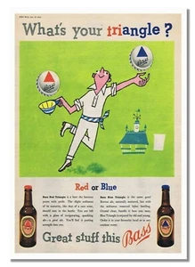 Bass Beer Red Or Blue Picture Vintage Old Alcohol Advert Triangle Retro Poster - Picture 1 of 6