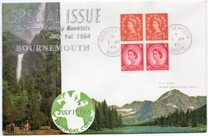 G.B 1964 Holiday Booklet se-tenant pane First Day Cover, Bournemouth cds - Picture 1 of 1