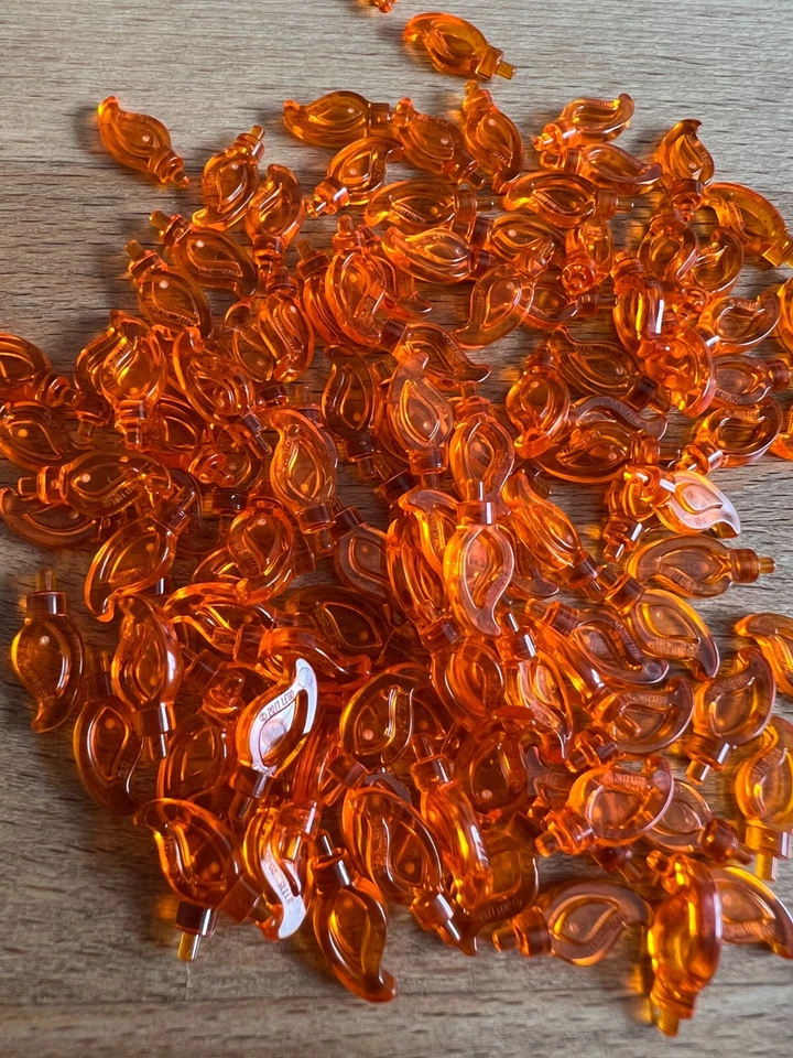 100 pieces NEW LEGO Transparent Orange Curved Candle Flame w/ Pin 37775 - Image 1 of 1