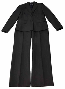 Evan Picone Pant Suit Women 6 Charcoal Gray Pinstripe Lined Straight Leg Career - Picture 1 of 24