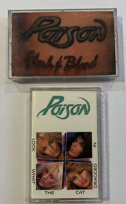 Poison Cassettes Look What The Cat Dragged In Flesh & Blood 80’s Music Untested - Image 1 of 4