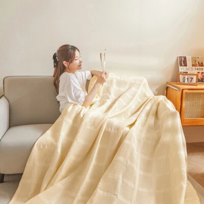 Cotton Nap Blanket Honeycomb Towel Quilt Cotton Waffle Gauze Thin Throw Blanket - Image 1 of 4