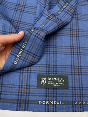 Blue Plaid Wool Silk Jacket Fabric Navy Red Beige Check DORMEUIL England 2.85m - Image 1 of 4