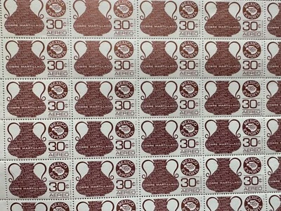 Selos México 30 centavos Cobre Martillado 1975 Scott C486 folha completa de 50 - Imagem 1 de 4