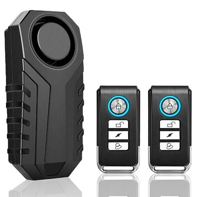 Loud 113dB Wireless Anti-Theft Vibration Motorcycle Bike Alarm with 2 Remotes US - Image 1 of 4