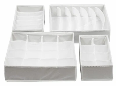 4er Set Aufbewahrungsbox Kleiderschrank Schubladen Organizer Trennfächer weiß - Bild 1 von 4