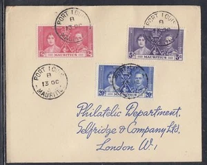 Mauritius Scott 208-10 FDC - 1937 Coronation Issue - Picture 1 of 1