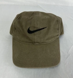 Vintage 90s Nike Swoosh Check Snapback Olive Drab Brown Earth Tone Rare - Picture 1 of 3